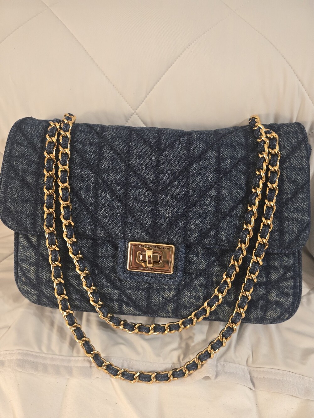 Quilted Denim Convertable Shoulder Bag - Karl Lagerfeld Like New